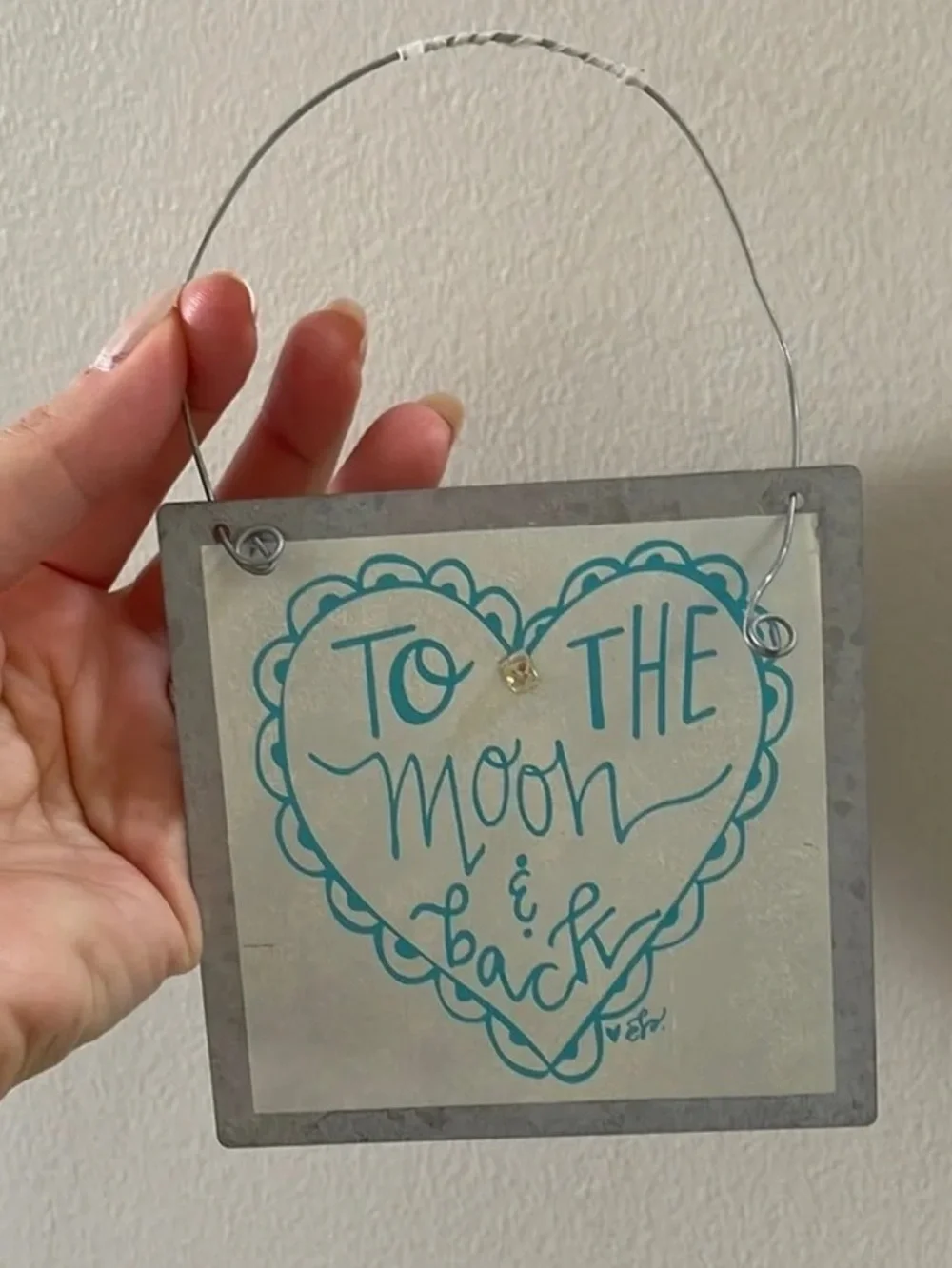 To The Moon & Back Teal Heart Wall Plaque - Home Wall Decor